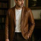 Jonas™ | Karamelfarvet Læderjakke