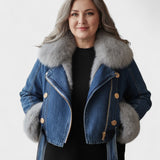 Thyra™ | Denimjakke med Faux Pelsfor